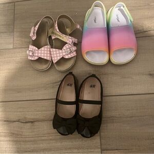 Girls Toddler Three Shoe Bundle Size 10 Dressy Flats and Sandals